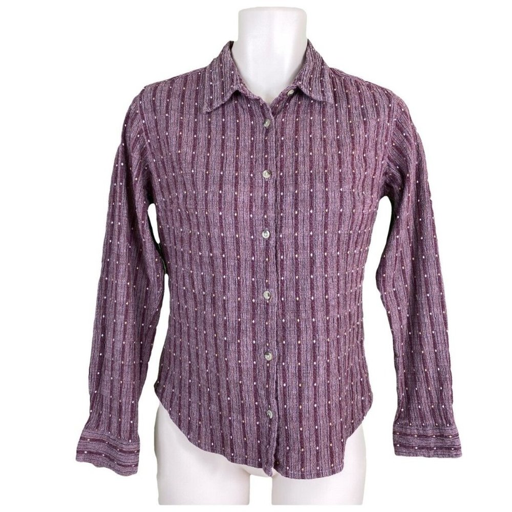 Womens Columbia Sportswear Sz M Purple Long Sleeve Button Up Top
